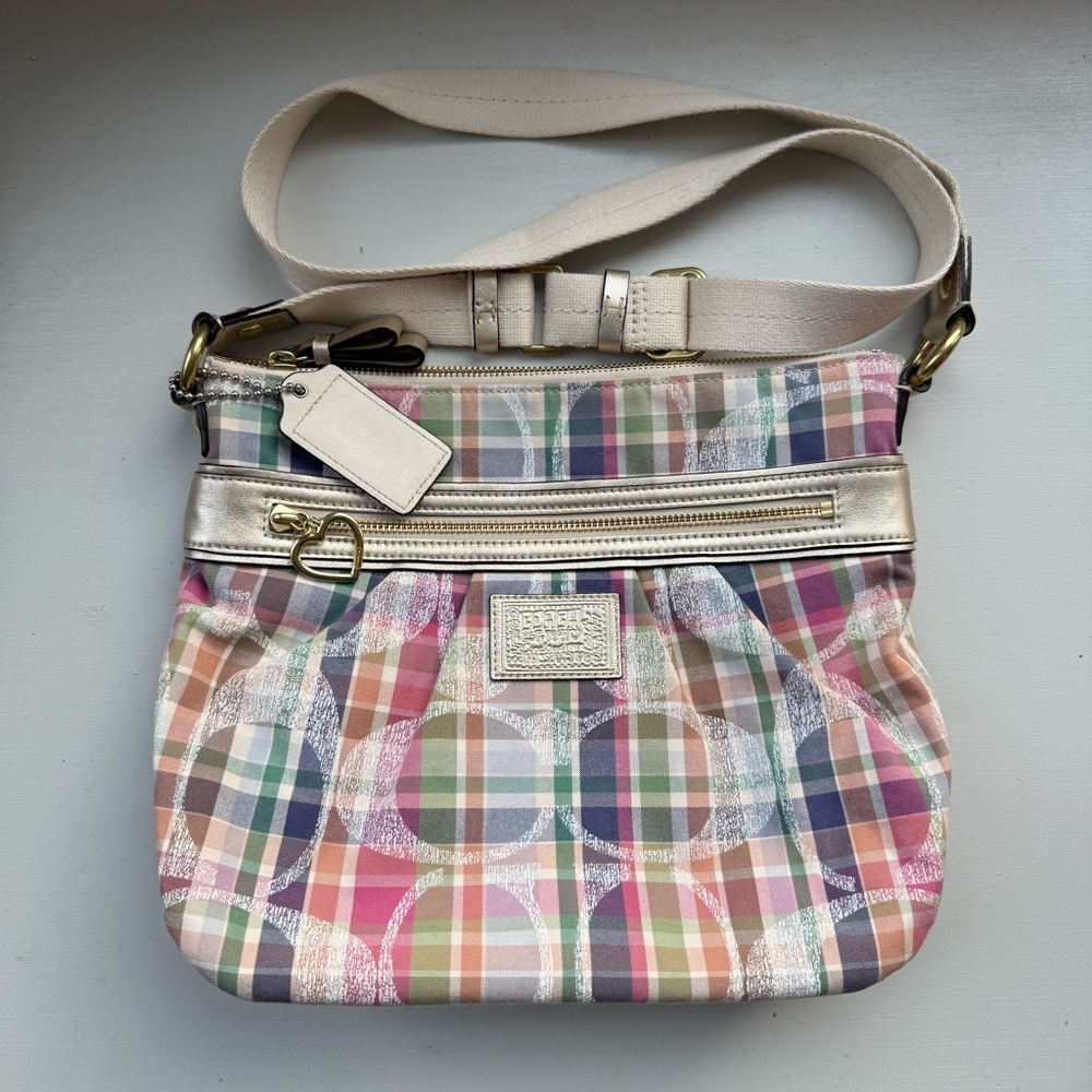 Coach Poppy Daisy Madras Tartan Plaid Crossbody Bag